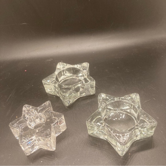 Glass/crystal clear star tea light candleholders 1/2’t w/1 tapper candleholder - Picture 7 of 14